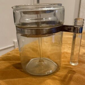 Pyrex Retro Glass Coffee Percolator with Metal Handle 7”